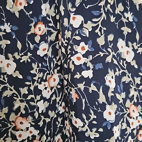 Zara Floral Short Sleeves Top XS Navy Blue - Picture 3 of 16
